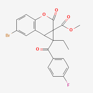 molecular formula C21H16BrFO5 B4016258 methyl 6-bromo-1-ethyl-1-(4-fluorobenzoyl)-2-oxo-1,7b-dihydrocyclopropa[c]chromene-1a(2H)-carboxylate 