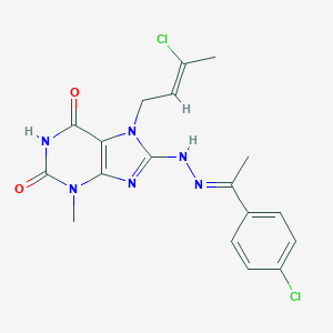 molecular formula C18H18Cl2N6O2 B401626 7-[(Z)-3-chlorobut-2-enyl]-8-[(2E)-2-[1-(4-chlorophenyl)ethylidene]hydrazinyl]-3-methylpurine-2,6-dione CAS No. 304880-37-3