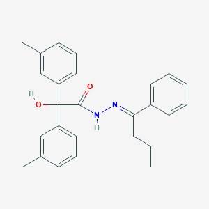 molecular formula C26H28N2O2 B401628 2-hydroxy-2,2-bis(3-methylphenyl)-N'-(1-phenylbutylidene)acetohydrazide 