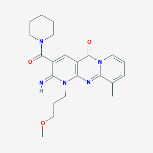 molecular formula C22H27N5O3 B4016281 2-imino-1-(3-methoxypropyl)-10-methyl-3-(1-piperidinylcarbonyl)-1,2-dihydro-5H-dipyrido[1,2-a:2',3'-d]pyrimidin-5-one 