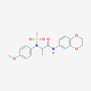 molecular formula C19H22N2O6S B4016291 N~1~-(2,3-dihydro-1,4-benzodioxin-6-yl)-N~2~-(4-methoxyphenyl)-N~2~-(methylsulfonyl)alaninamide 