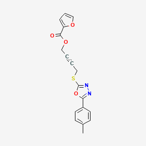 4-{[5-(4-methylphenyl)-1,3,4-oxadiazol-2-yl]thio}-2-butyn-1-yl 2-furoate