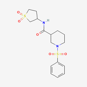 molecular formula C16H22N2O5S2 B4016297 N-(1,1-dioxidotetrahydro-3-thienyl)-1-(phenylsulfonyl)-3-piperidinecarboxamide 
