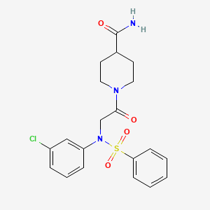 molecular formula C20H22ClN3O4S B4016299 1-[N-(3-chlorophenyl)-N-(phenylsulfonyl)glycyl]-4-piperidinecarboxamide 