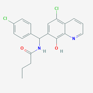 molecular formula C20H18Cl2N2O2 B4016306 N-[(5-chloro-8-hydroxy-7-quinolinyl)(4-chlorophenyl)methyl]butanamide 