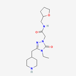 molecular formula C17H29N5O3 B4016314 2-[4-ethyl-5-oxo-3-(piperidin-4-ylmethyl)-4,5-dihydro-1H-1,2,4-triazol-1-yl]-N-(tetrahydrofuran-2-ylmethyl)acetamide 
