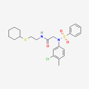 molecular formula C23H29ClN2O3S2 B4016342 N~2~-(3-chloro-4-methylphenyl)-N~1~-[2-(cyclohexylthio)ethyl]-N~2~-(phenylsulfonyl)glycinamide 