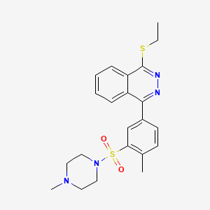 molecular formula C22H26N4O2S2 B4016361 1-(ethylthio)-4-{4-methyl-3-[(4-methyl-1-piperazinyl)sulfonyl]phenyl}phthalazine 