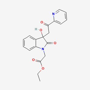 molecular formula C19H18N2O5 B4016371 ethyl {3-hydroxy-2-oxo-3-[2-oxo-2-(2-pyridinyl)ethyl]-2,3-dihydro-1H-indol-1-yl}acetate 