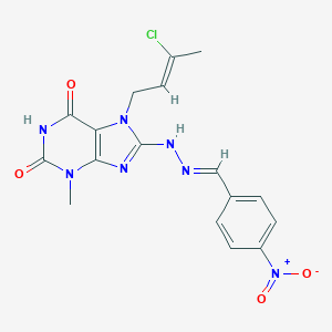 molecular formula C17H16ClN7O4 B401640 4-nitrobenzaldehyde [7-(3-chloro-2-butenyl)-3-methyl-2,6-dioxo-2,3,6,7-tetrahydro-1H-purin-8-yl]hydrazone 