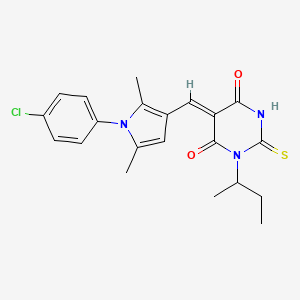 molecular formula C21H22ClN3O2S B4016439 1-sec-butyl-5-{[1-(4-chlorophenyl)-2,5-dimethyl-1H-pyrrol-3-yl]methylene}-2-thioxodihydro-4,6(1H,5H)-pyrimidinedione 