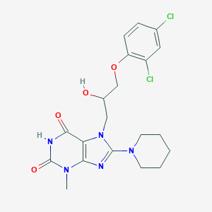 molecular formula C20H23Cl2N5O4 B401645 7-[3-(2,4-Dichlorophenoxy)-2-hydroxypropyl]-3-methyl-8-piperidin-1-ylpurine-2,6-dione 