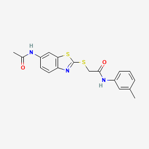 molecular formula C18H17N3O2S2 B4016469 2-{[6-(acetylamino)-1,3-benzothiazol-2-yl]thio}-N-(3-methylphenyl)acetamide 