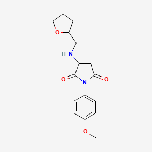 molecular formula C16H20N2O4 B4016495 1-(4-methoxyphenyl)-3-[(tetrahydro-2-furanylmethyl)amino]-2,5-pyrrolidinedione 