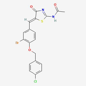 molecular formula C19H14BrClN2O3S B4016519 N-(5-{3-bromo-4-[(4-chlorobenzyl)oxy]benzylidene}-4-oxo-4,5-dihydro-1,3-thiazol-2-yl)acetamide 