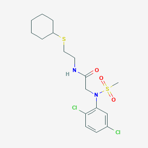 molecular formula C17H24Cl2N2O3S2 B4016527 N~1~-[2-(cyclohexylthio)ethyl]-N~2~-(2,5-dichlorophenyl)-N~2~-(methylsulfonyl)glycinamide 