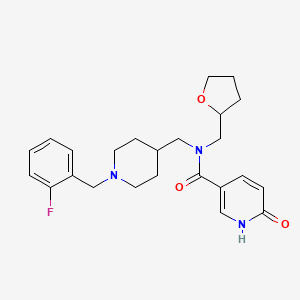 molecular formula C24H30FN3O3 B4016534 N-{[1-(2-fluorobenzyl)-4-piperidinyl]methyl}-6-hydroxy-N-(tetrahydro-2-furanylmethyl)nicotinamide 