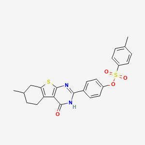 molecular formula C24H22N2O4S2 B4016546 4-(7-methyl-4-oxo-3,4,5,6,7,8-hexahydro[1]benzothieno[2,3-d]pyrimidin-2-yl)phenyl 4-methylbenzenesulfonate 