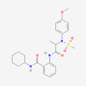 molecular formula C24H31N3O5S B4016563 N-cyclohexyl-2-{[N-(4-methoxyphenyl)-N-(methylsulfonyl)alanyl]amino}benzamide 