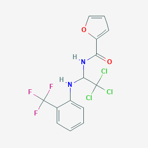 molecular formula C14H10Cl3F3N2O2 B401658 N-{2,2,2-trichloro-1-[2-(trifluoromethyl)anilino]ethyl}-2-furamide 