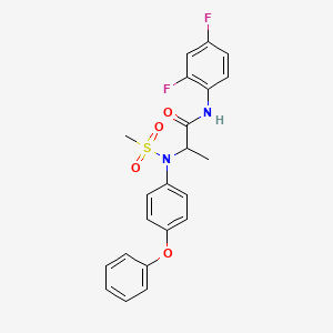 molecular formula C22H20F2N2O4S B4016592 N~1~-(2,4-difluorophenyl)-N~2~-(methylsulfonyl)-N~2~-(4-phenoxyphenyl)alaninamide 