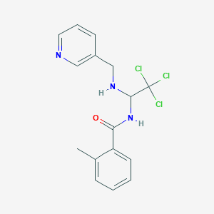 molecular formula C16H16Cl3N3O B401660 2-methyl-N-{2,2,2-trichloro-1-[(3-pyridinylmethyl)amino]ethyl}benzamide CAS No. 305866-48-2