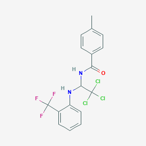 molecular formula C17H14Cl3F3N2O B401661 4-methyl-N-{2,2,2-trichloro-1-[2-(trifluoromethyl)anilino]ethyl}benzamide 