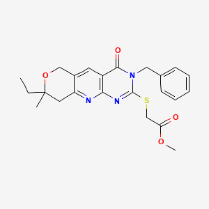 methyl [(3-benzyl-8-ethyl-8-methyl-4-oxo-3,6,8,9-tetrahydro-4H-pyrano[3',4':5,6]pyrido[2,3-d]pyrimidin-2-yl)thio]acetate