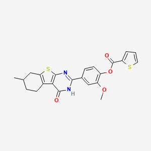 molecular formula C23H20N2O4S2 B4016650 2-methoxy-4-(7-methyl-4-oxo-3,4,5,6,7,8-hexahydro[1]benzothieno[2,3-d]pyrimidin-2-yl)phenyl 2-thiophenecarboxylate 