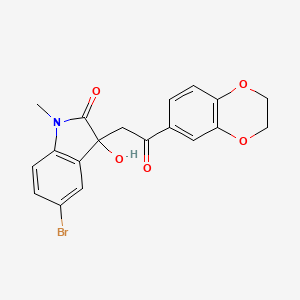 molecular formula C19H16BrNO5 B4016696 5-bromo-3-[2-(2,3-dihydro-1,4-benzodioxin-6-yl)-2-oxoethyl]-3-hydroxy-1-methyl-1,3-dihydro-2H-indol-2-one 