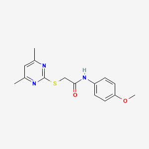 molecular formula C15H17N3O2S B4016713 2-[(4,6-dimethyl-2-pyrimidinyl)thio]-N-(4-methoxyphenyl)acetamide CAS No. 5998-79-8