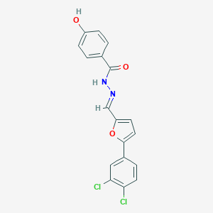 molecular formula C18H12Cl2N2O3 B401674 N'-{[5-(3,4-dichlorophenyl)-2-furyl]methylene}-4-hydroxybenzohydrazide 