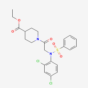 molecular formula C22H24Cl2N2O5S B4016752 ethyl 1-[N-(2,4-dichlorophenyl)-N-(phenylsulfonyl)glycyl]-4-piperidinecarboxylate 
