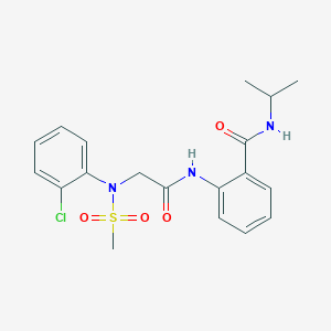 molecular formula C19H22ClN3O4S B4016761 2-{[N-(2-chlorophenyl)-N-(methylsulfonyl)glycyl]amino}-N-isopropylbenzamide 