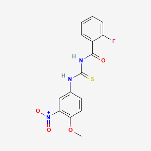 molecular formula C15H12FN3O4S B4016770 2-fluoro-N-{[(4-methoxy-3-nitrophenyl)amino]carbonothioyl}benzamide 