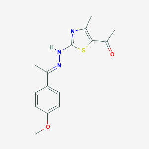 molecular formula C15H17N3O2S B401678 1-(4-Methoxyphenyl)ethanone (5-acetyl-4-methyl-1,3-thiazol-2-yl)hydrazone 