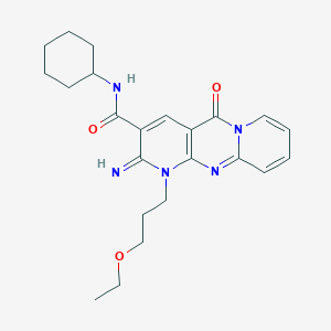 molecular formula C23H29N5O3 B4016811 N-cyclohexyl-1-(3-ethoxypropyl)-2-imino-5-oxo-1,5-dihydro-2H-dipyrido[1,2-a:2',3'-d]pyrimidine-3-carboxamide CAS No. 510733-29-6