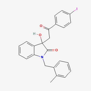 molecular formula C24H20INO3 B4016826 3-hydroxy-3-[2-(4-iodophenyl)-2-oxoethyl]-1-(2-methylbenzyl)-1,3-dihydro-2H-indol-2-one 