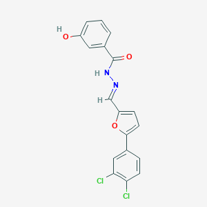 molecular formula C18H12Cl2N2O3 B401685 N'-{[5-(3,4-dichlorophenyl)-2-furyl]methylene}-3-hydroxybenzohydrazide 