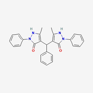 molecular formula C27H24N4O2 B4016888 4,4'-(phenylmethylene)bis(3-methyl-1-phenyl-1H-pyrazol-5-ol) 