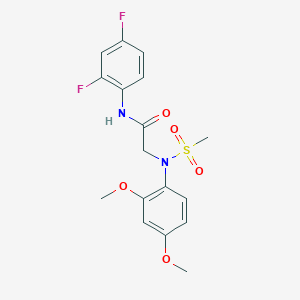 molecular formula C17H18F2N2O5S B4016906 N~1~-(2,4-difluorophenyl)-N~2~-(2,4-dimethoxyphenyl)-N~2~-(methylsulfonyl)glycinamide 