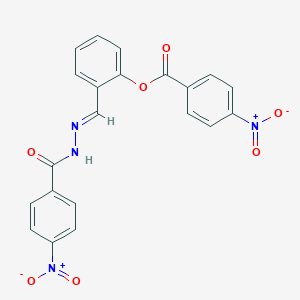 molecular formula C21H14N4O7 B401691 2-(2-{4-Nitrobenzoyl}carbohydrazonoyl)phenyl 4-nitrobenzoate 