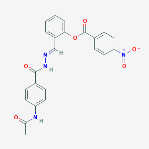 molecular formula C23H18N4O6 B401692 2-{2-[4-(Acetylamino)benzoyl]carbohydrazonoyl}phenyl 4-nitrobenzoate 