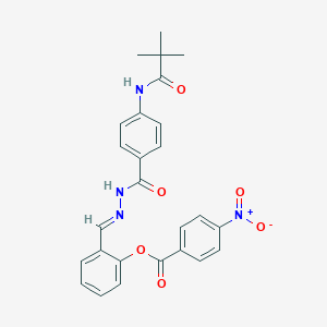 2-(2-{4-[(2,2-Dimethylpropanoyl)amino]benzoyl}carbohydrazonoyl)phenyl 4-nitrobenzoate