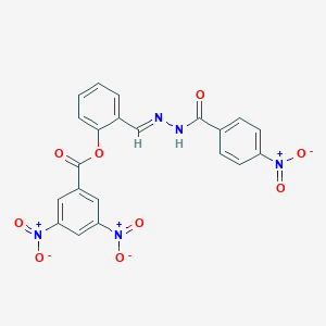 molecular formula C21H13N5O9 B401694 2-(2-{4-Nitrobenzoyl}carbohydrazonoyl)phenyl 3,5-bisnitrobenzoate 
