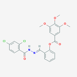 molecular formula C24H20Cl2N2O6 B401695 3,4,5-Trimethoxy-benzoic acid 2-[(2,4-dichloro-benzoyl)-hydrazonomethyl]-phenyl ester 