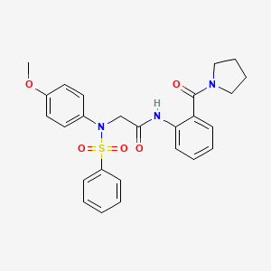 molecular formula C26H27N3O5S B4016967 N~2~-(4-methoxyphenyl)-N~2~-(phenylsulfonyl)-N~1~-[2-(1-pyrrolidinylcarbonyl)phenyl]glycinamide 