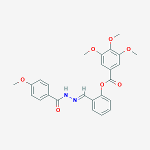 molecular formula C25H24N2O7 B401698 2-[2-(4-Methoxybenzoyl)carbohydrazonoyl]phenyl 3,4,5-trimethoxybenzoate 