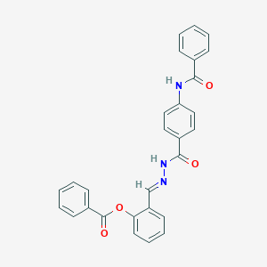molecular formula C28H21N3O4 B401699 2-{2-[4-(Benzoylamino)benzoyl]carbohydrazonoyl}phenyl benzoate 