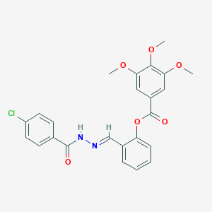 molecular formula C24H21ClN2O6 B401701 3,4,5-Trimethoxy-benzoic acid 2-[(4-chloro-benzoyl)-hydrazonomethyl]-phenyl ester 